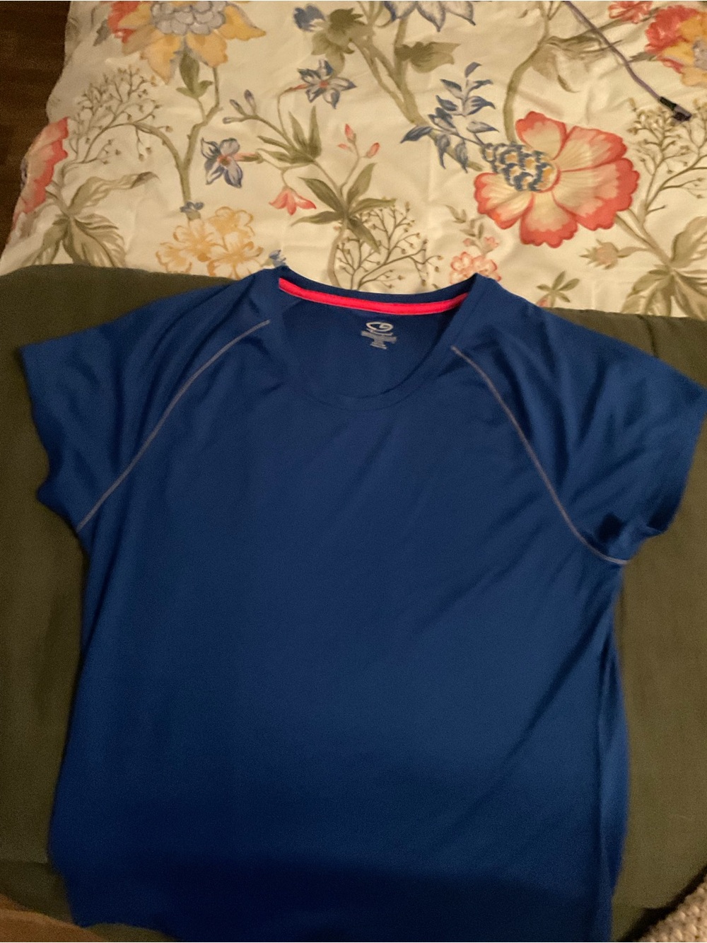 Champion Women's XL Blue Athletic Tee with Pink Trim